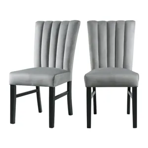 Bellini Side Chair in Grey Velvet (2 Per Pack)