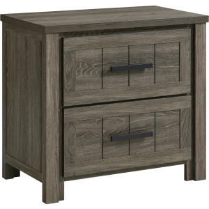 Beverley 2-Drawer Nightstand with USB in Mocha Grey