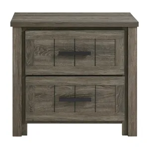 Beverley 2-Drawer Nightstand with USB in Mocha Grey