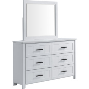Beverley Dresser and Mirror Set in White