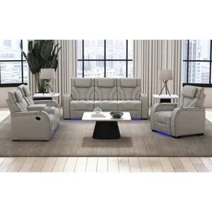 Blitz Motion Recliner with LED in Simba Taupe and Slate Welt