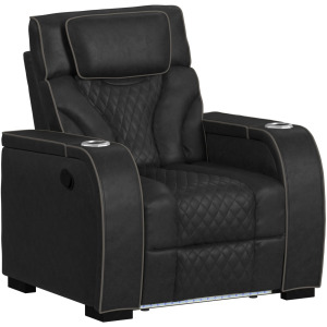 Blitz Motion Recliner with LED in Simba Black and Slate Welt