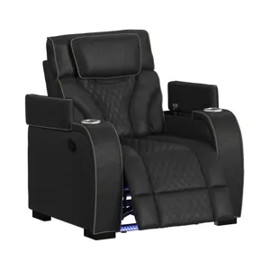 Blitz Motion Recliner with LED in Simba Black and Slate Welt