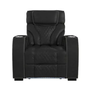 Blitz Motion Recliner with LED in Simba Black and Slate Welt