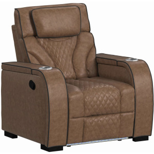 Blitz Motion Recliner with LED in Simba Cafe and Black Welt