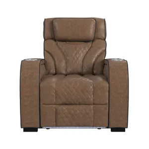 Blitz Motion Recliner with LED in Simba Cafe and Black Welt