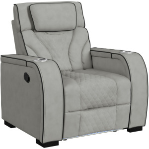 Blitz Motion Recliner with LED in Simba Taupe and Black Welt