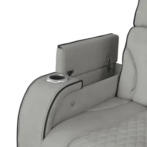 Blitz Motion Loveseat with Console, and LED in Simba Taupe and Black Welt