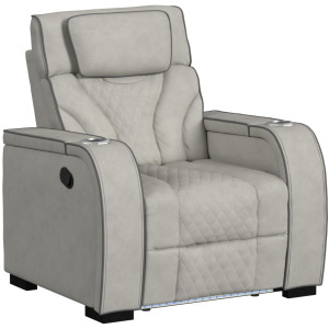 Blitz Motion Recliner with LED in Simba Taupe and Slate Welt