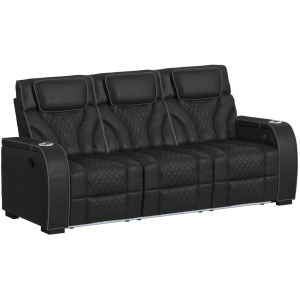Blitz Motion Sofa with DDT, Reading Light, Wireless Charger and LED in Simba Black and Slate Welt