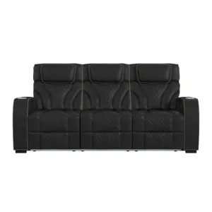 Blitz Motion Sofa with DDT, Reading Light, Wireless Charger and LED in Simba Black and Slate Welt