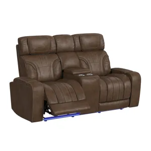Bonanza P3 Loveseat with LED and FD cup holder, wireless charger pocket and Console in Leather Gel U