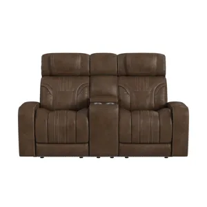 Bonanza P3 Loveseat with LED and FD cup holder, wireless charger pocket and Console in Leather Gel U