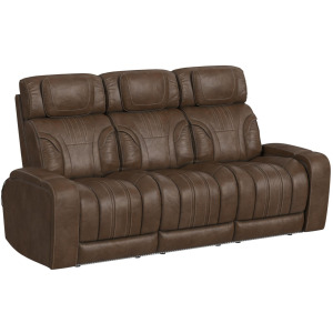 Bonanza P3 Sofa with I Table, reading light, heat, massage, LED, speaker and FD cup holder in Leather Gel Umber