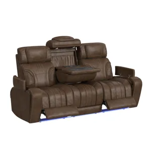 Bonanza P3 Sofa with I Table, reading light, heat, massage, LED, speaker and FD cup holder in Leathe