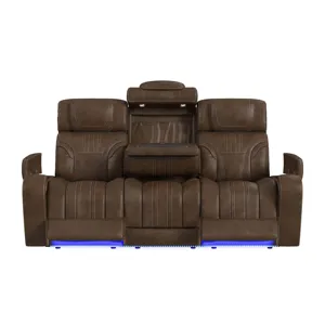 Bonanza P3 Sofa with I Table, reading light, heat, massage, LED, speaker and FD cup holder in Leathe
