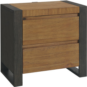 Breckenridge 2-Drawer Nightstand with LED & USB in Oak & Black