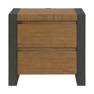 Breckenridge 2-Drawer Nightstand with LED & USB in Oak & Black