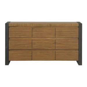 Breckenridge 9-Drawer Dresser in Oak & Black
