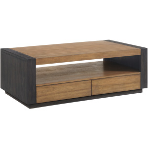 Breckenridge Coffee Table with 4 Drawers in Light Oak & Black