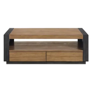 Breckenridge Coffee Table with 4 Drawers in Light Oak & Black