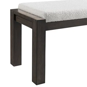 Breckenridge Dining Bench with White Cotton and Wood Ends in Black