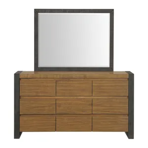 Breckenridge Dresser & Mirror Set in Oak & Black