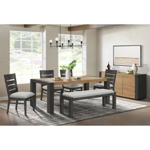 Breckenridge Dining Bench with White Cotton and Wood Ends in Black