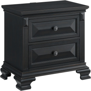 Bridgestone 2-Drawer Nightstand with USB in Black