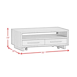 Brisbane 4-Drawer Coffee Table with Casters in Brown