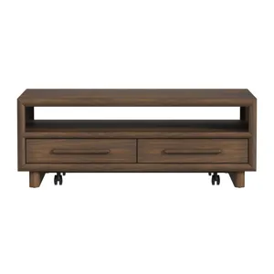 Brisbane 4-Drawer Coffee Table with Casters in Brown