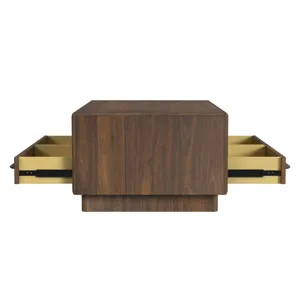 Brisbane 4-Drawer Coffee Table with Casters in Brown