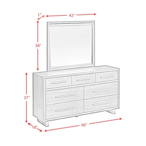 Brisbane Dresser and Mirror Set with LED in Brown