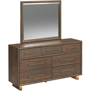 Brisbane Dresser and Mirror Set with LED in Brown