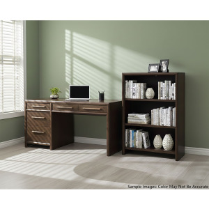 Brisbane Single Pedestal Desk with LED, Power and USBC in Brown