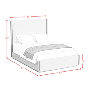 Brisbane Queen UPH Bed with Boucle Beige and LED in Brown