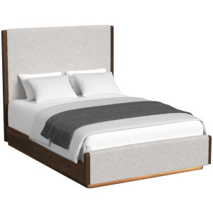 Brisbane Upholstered Bed with Boucle Beige and LED in Brown