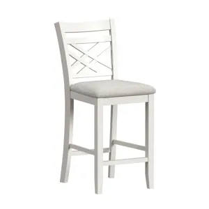 Brooks 5PC Counter Set with Table and 4 UPH Seat & Wood Back Chairs in Medium Brown & White