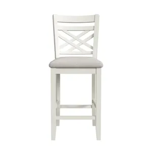 Brooks 5PC Counter Set with Table and 4 UPH Seat & Wood Back Chairs in Medium Brown & White