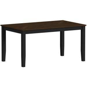 Brooks 6PC Dining Set with Table, 4 Wood Back and UPH Seat Chairs, and Bench in Medium Brown & Black