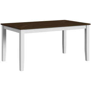 Brooks 6PC Dining Set with Table, 4 Wood Back and UPH Seat Chairs, and Bench in Medium Brown & White