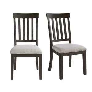 Broyhill Harley Dining Side Chair with Grey Fabric in Black