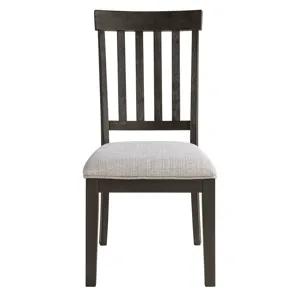 Broyhill Harley Dining Side Chair with Grey Fabric in Black