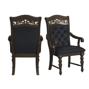 Brunswick Dining Arm Chair with Black PU in Mahogany