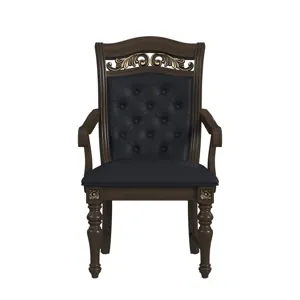 Brunswick Dining Arm Chair with Black PU in Mahogany