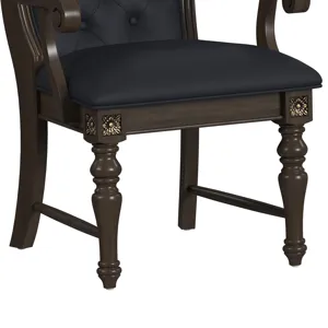 Brunswick Dining Arm Chair with Black PU in Mahogany
