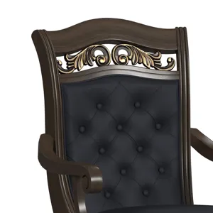 Brunswick Dining Arm Chair with Black PU in Mahogany