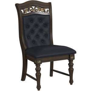 Brunswick Dining Side Chair with Black PU in Mahogany