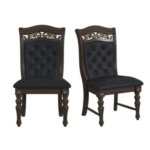 Brunswick Dining Side Chair with Black PU in Mahogany