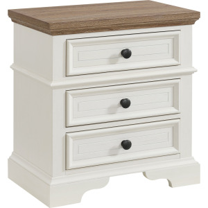 Eastwood Youth 3-Drawer Nightstand in Brown and Off-White
